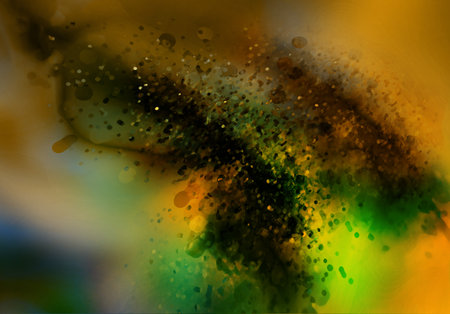 abstract watercolor background in yellow and green colors with some spots on it