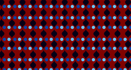 Seamless pattern with blue and red circles on a dark background