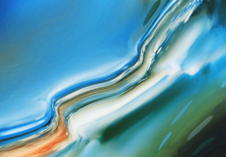 abstract background with smooth lines and waves of colored water in blue and yellow
