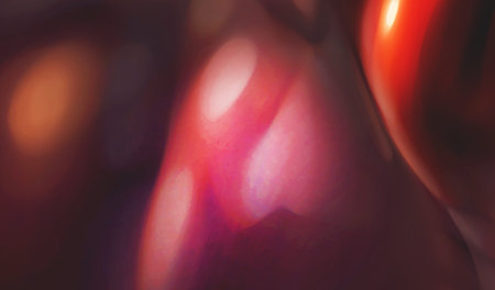 A vivid, abstract close-up featuring warm pink and red hues with soft, luminous light. The smooth...