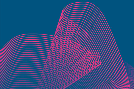 Abstract wavy lines on a blue background. Line art. Vector illustration