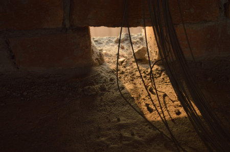 construction site of a new house, closeup of photo with soft focus