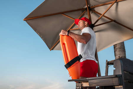 Lifeguards in great physical shape on the private beach