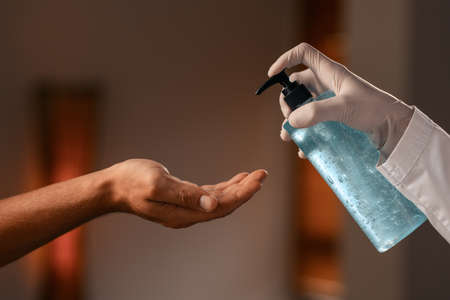 Hands with medicines close up. Medicine and detailsの写真素材