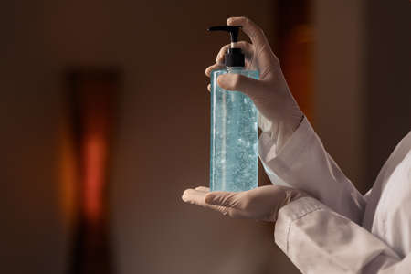 Hands with medicines close up. Medicine and detailsの写真素材