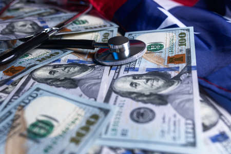 World financial crisis concept. Dollar bills close upの写真素材