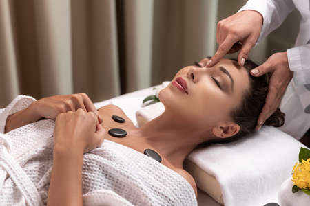 Beautiful caucasian Woman Getting Spa Treatment. Massageの写真素材