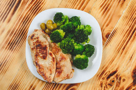 Chicken white meat with  broccoliの写真素材