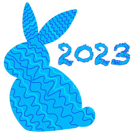 The symbol of the new year 2023, a water rabbit stylized on a white background. vectorのイラスト素材