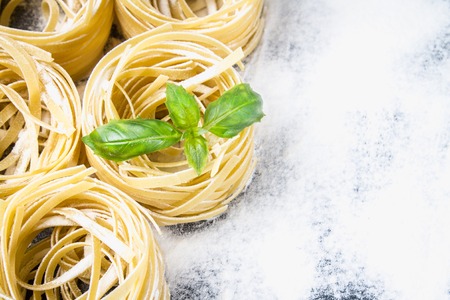 Tasty Fresh Colorful Ingredients for Cooking Pasta Tagliatelle.の写真素材