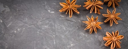 star anise on a gray background.の写真素材