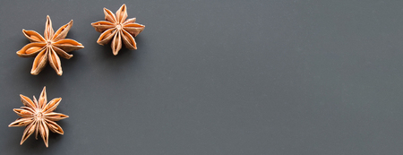 star anise on a black background.の写真素材