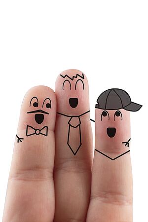 fingers Friend isolated white background. Happy international friendship dayの写真素材