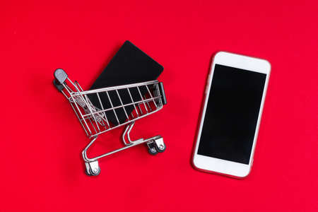 Black Friday shopping sale concept with red and black color. Red background.の写真素材