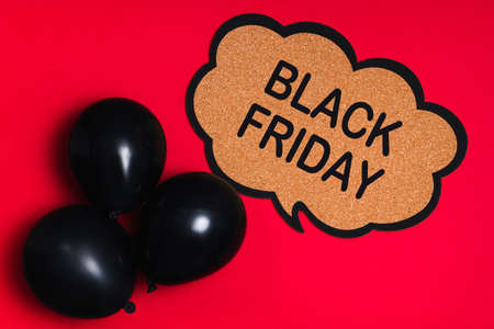 Black Friday shopping sale concept with red and black color. Red background.