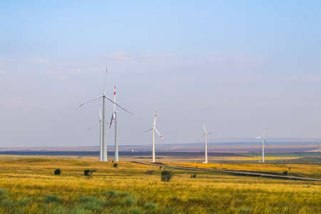 Windmill park, huge windmill generator turbines. Alternative energy.の写真素材