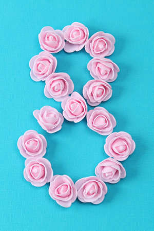 Number 8 made of flowers. International Womens Day 8 March. March holiday.