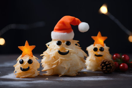 Snacks for the Christmas table. Food for Christmas. New Year's concept.の素材