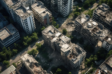 Ruins of the city. The consequences of disaster, war, destruction.の素材