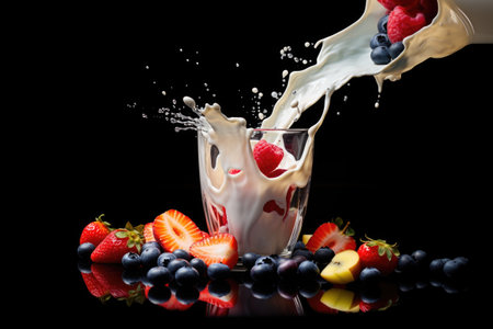 Splash of milk and fruit. Milkshake. Smoothie.の素材