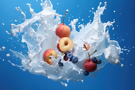 Splash of milk and fruit. Milkshake. Smoothie.の素材