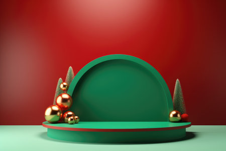 platform for product presentation. Christmas round podium with copy space.の素材