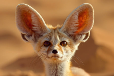 Fennec fox with enormous ears in desert environmentの素材