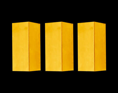 Gold box isolated on a black background.の写真素材
