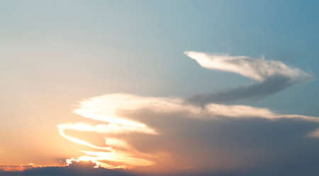 The vast blue sky and clouds sky,sun,Early morning hoursの写真素材