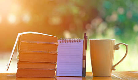 Read books with notes.の写真素材