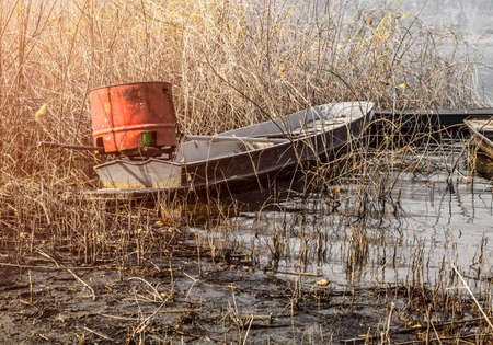 Old fishing boatの写真素材