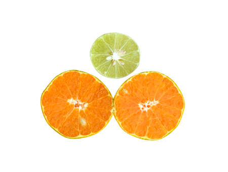 Tangerine and lemon on a white background.の写真素材