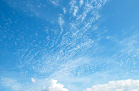 blue sky background with tiny clouds. panoramaの写真素材