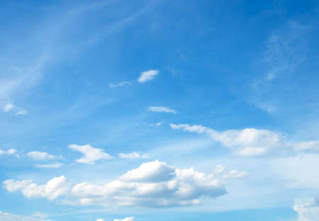 The sky is large, bright, beautiful and has white clouds.の写真素材