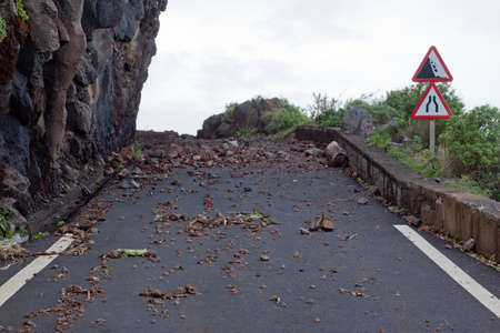 Rockfall after a storm の写真素材
