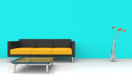 Modern Blue Living Roomの写真素材