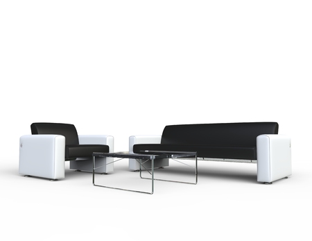 Sofa And Armchair - Black and Whiteの写真素材