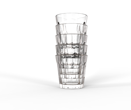 Glasses stacked on top of each otherの写真素材