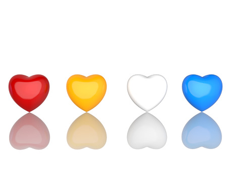 Hearts on reflective backgroundの写真素材