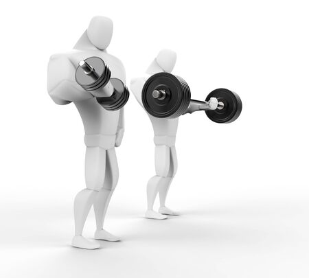3D Bodybuilders weightlifting - isolated on white background.の写真素材