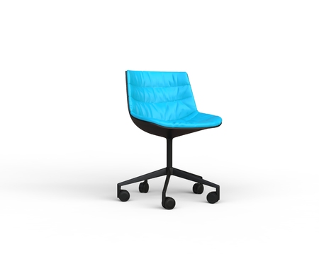 Bright blue modern office chair on white background.の写真素材