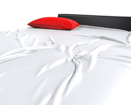Modern Bed Red Pillowの写真素材