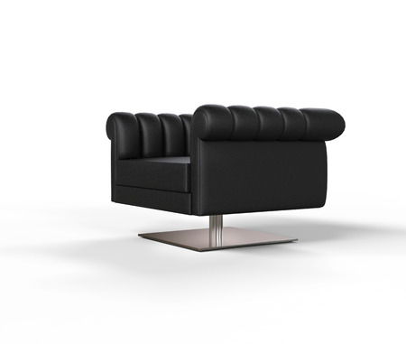 Modern Black Leather Armchair - Side Viewの写真素材