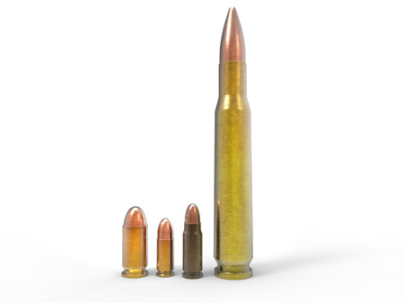 Various ammo isolated on white backgroundの写真素材