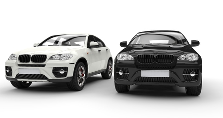 White And Black SUVの写真素材