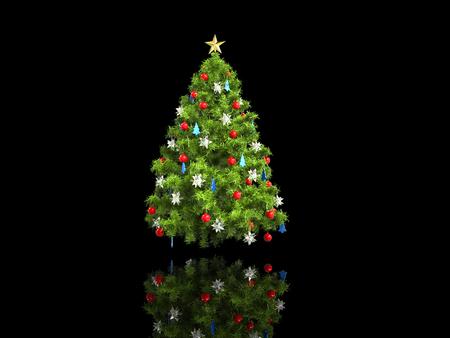 Xmas tree isolated on blackの写真素材