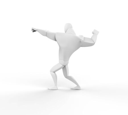 3D Athlete Power Posing - side view.の写真素材