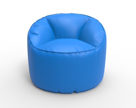 Blue lazy chair isolated on white background - front view.の写真素材