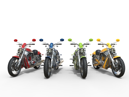 Colorful vintage motorcyclesの写真素材