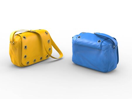 Yellow and blue handbagsの写真素材